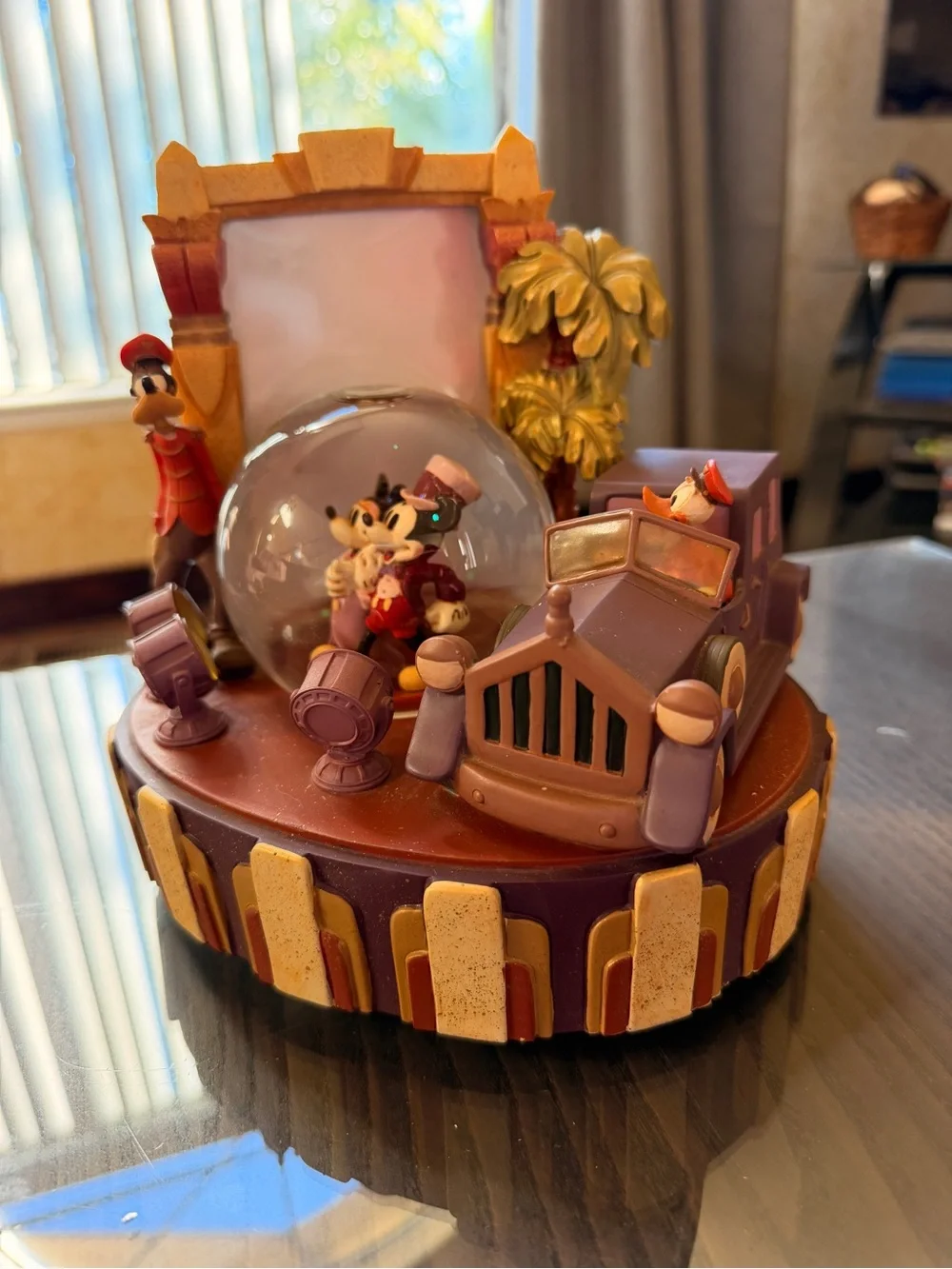 Disney Purple and Gold Mickey & Minnie Snow Globe Music Box
